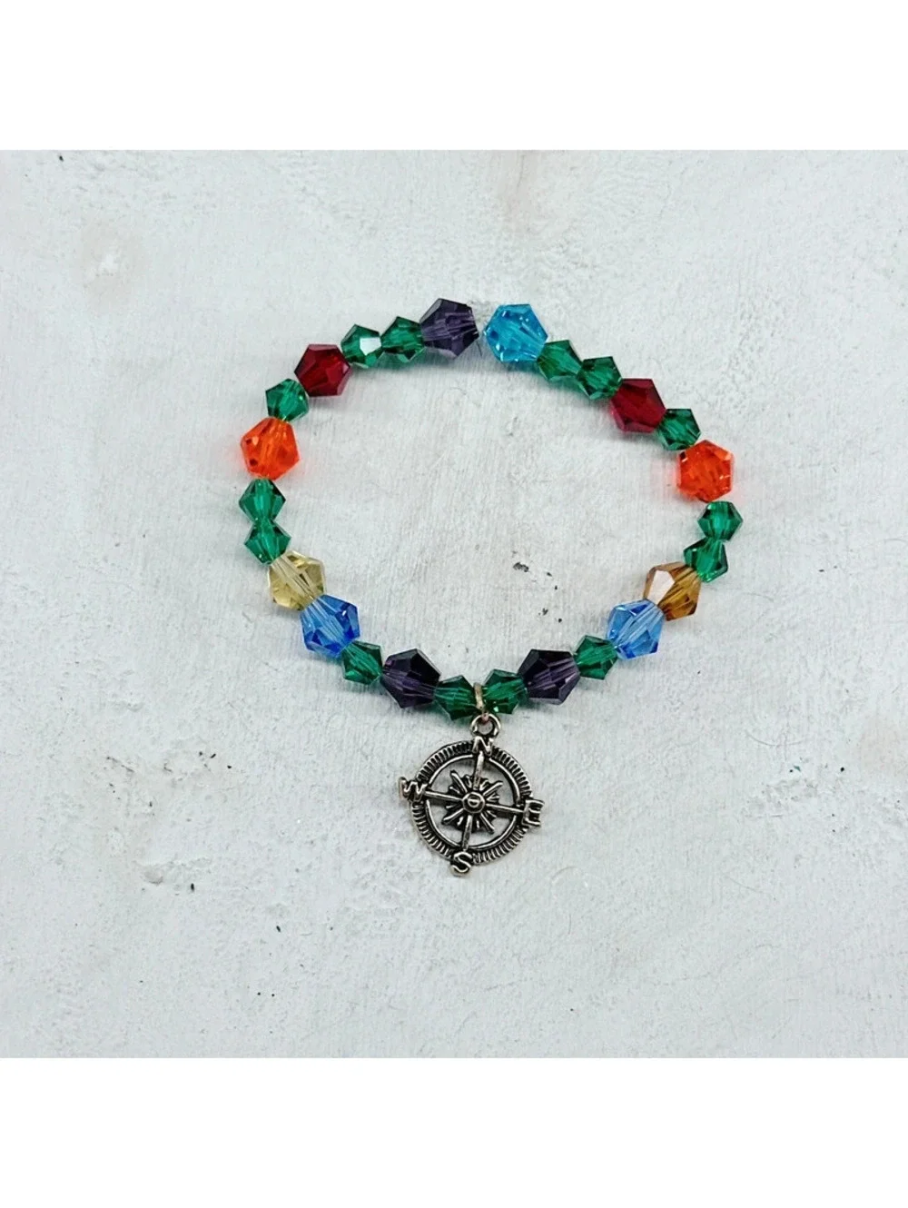 343u. Glass Stretch Bracelet Rainbow